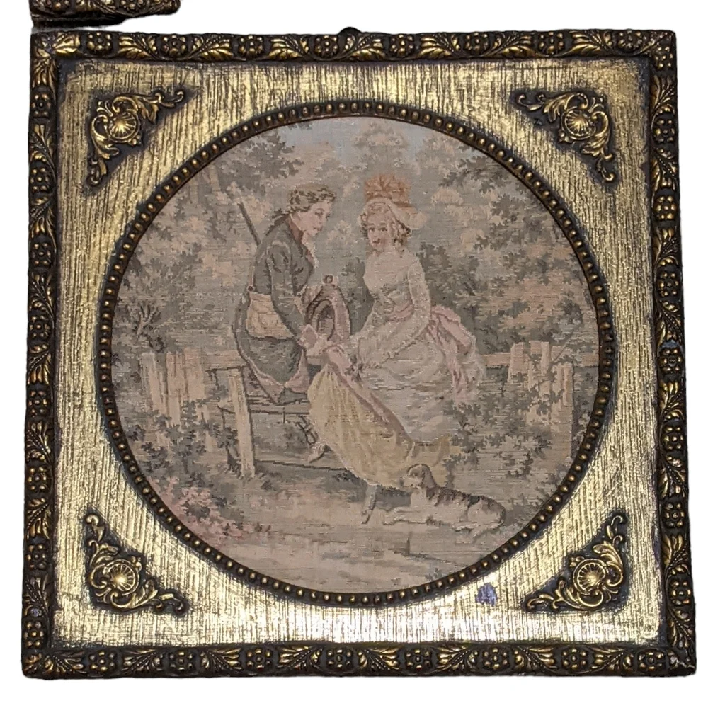 Tapestries needlepoint Sungot studio framed set of 2